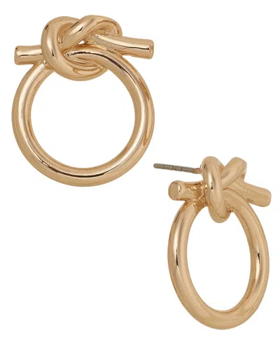 On 34th Gold-tone Knotted Front-facing Hoop Earrings, Created For Macy's