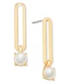 On 34th Gold-tone Link & Imitation Pearl Linear Drop Earrings, Exclusively At Macy's In Gold