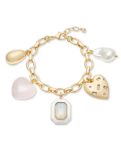 On 34th Gold-tone Mixed Stone Charm Necklace, 20" + 2" Extender, Exclusively At Macy's