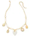 On 34th Gold-tone Mixed Stone Charm Statement Necklace, 18" + 3" Extender, Exclusively At Macy's