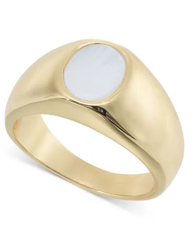 On 34th Gold-tone Mother-of-pearl Signet Ring, Created For Macy's