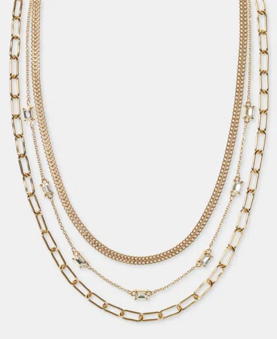 On 34th Gold-tone Multi Strand Mixed Chain Layered Necklace, 16" + 3" Extender, Macy's Exclusive In Metallic