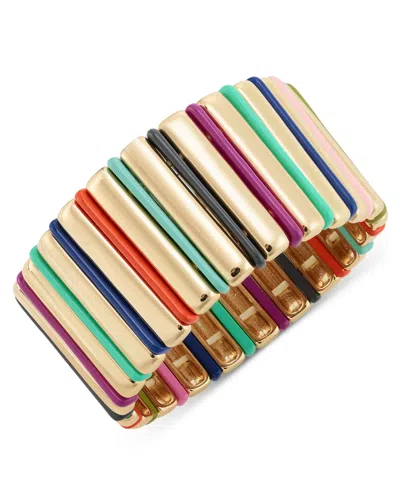 On 34th Gold-tone Multicolor Bar Stretch Bracelet, Created For Macy's