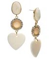 On 34th Gold-tone Pave & Natural Stone Heart Triple Drop Earrings, Exclusively At Macy's