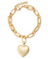 On 34th Gold-tone Puffy Heart Charm Link Bracelet, Exclusively At Macy's