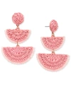 ON 34TH GOLD-TONE STONE BEAD & WOVEN RAFFIA DROP EARRINGS, CREATED FOR MACY'S