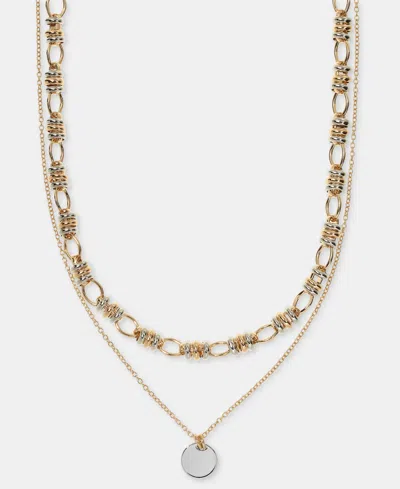 On 34th Gold-tone Stone Pendant Layered Necklace, 18" + 3" Extender, Macy's Exclusive In Neutral