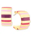 ON 34TH GOLD-TONE STRIPED MEDIUM HOOP EARRINGS, 1.2", CREATED FOR MACY'S