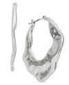 On 34th Hammered Elongated Silver-tone Hoop Earrings, Exclusively At Macy's