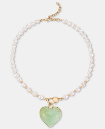 On 34th Heart Imitation Pearl Pendant Necklace, 16" + 2" Extender, Macy's Exclusive In Green