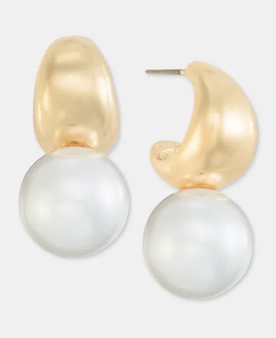 On 34th Imitation Pearl Charm Hoop Earrings, Macy's Exclusive In Multi