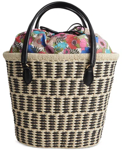 On 34th Isabellaa Straw Tote Bag, Created For Macy's In Black