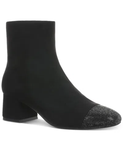 On 34th Janette Cap-toe Booties, Created For Macy's In Black Micro,black Bling