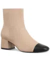 On 34th Janette Womens Faux Suede Block Heel Booties In Camel Micro,black