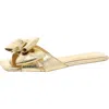 On 34th Jazminn Womens Faux Leather Bow Slide Sandals In Gold