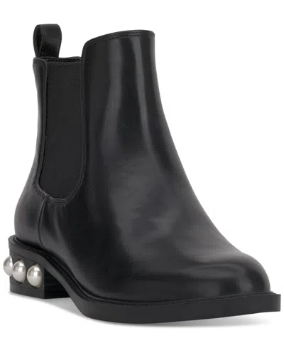 On 34th Jeovana Womens Stretch Faux Leather Chelsea Boots In Black Smooth