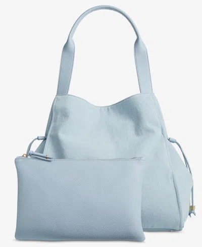 On 34th Jyll Medium Denim Shoulder Bag With Pouch, Created For Macy's In Denim Cham