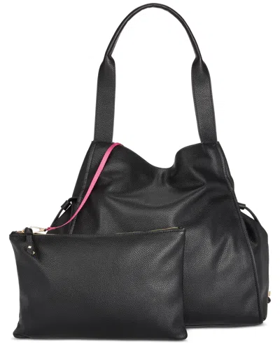 On 34th Jyyll Large Solid Tote With Removable Pouch, Created For Macy's In Black
