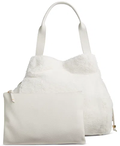 On 34th Jyyll Sherpa Medium Tote, Created For Macy's In Washed White