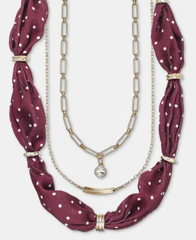 On 34th Layered Scarf Three-row Necklace, Macy's Exclusive In Red