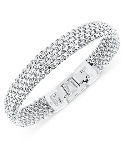 On 34th Linked Mesh Multi-row Flex Bracelet, Created For Macy's In Silver
