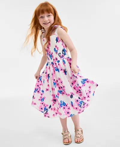 ON 34TH LITTLE & BIG GIRLS MOMMY & ME WOVEN COTTON SKETCHED BOUQUET-PRINT TIE-STRAP SMOCKED DRESS, EXCLUSIVE
