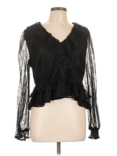 Pre-owned On 34th Long Sleeve Blouse In Black