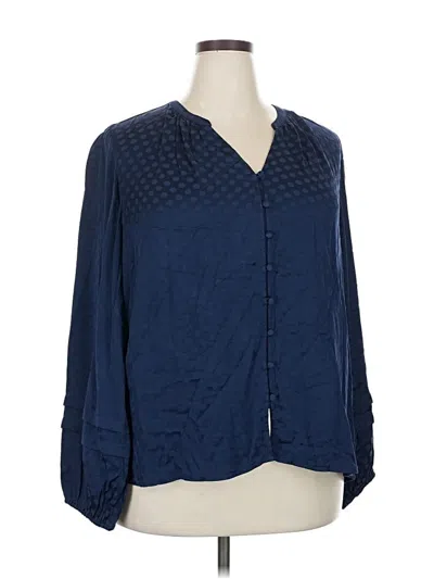 Pre-owned On 34th Long Sleeve Blouse In Blue