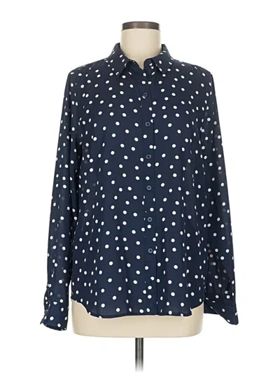 Pre-owned On 34th Long Sleeve Blouse In Blue