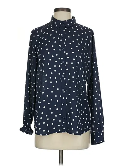 Pre-owned On 34th Long Sleeve Blouse In Blue