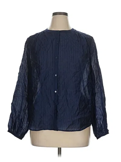 Pre-owned On 34th Long Sleeve Blouse In Blue