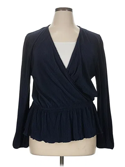 Pre-owned On 34th Long Sleeve Blouse In Blue