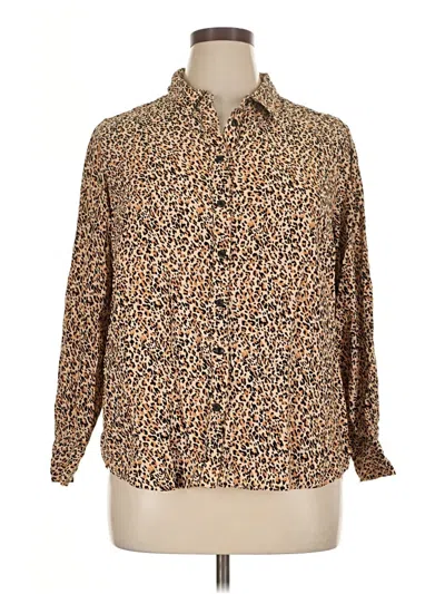Pre-owned On 34th Long Sleeve Blouse In Brown
