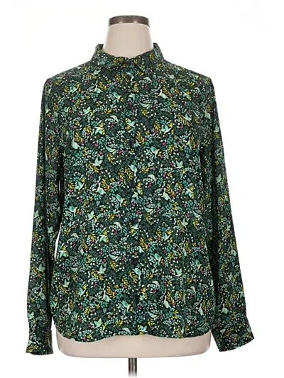 Pre-owned On 34th Long Sleeve Blouse In Green