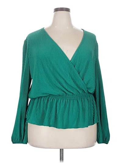 On 34th Long Sleeve Blouse In Green
