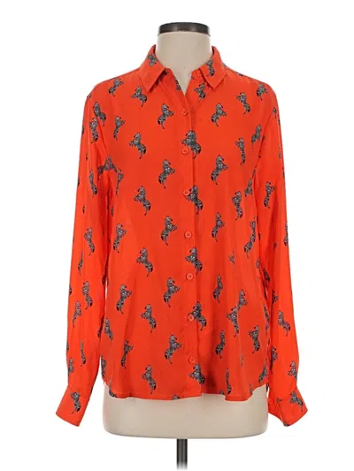 Pre-owned On 34th Long Sleeve Blouse In Orange