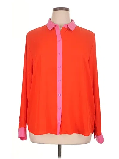 Pre-owned On 34th Long Sleeve Blouse In Orange