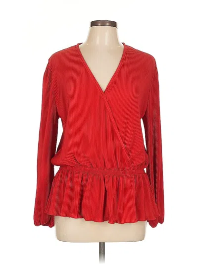 Pre-owned On 34th Long Sleeve Blouse In Red