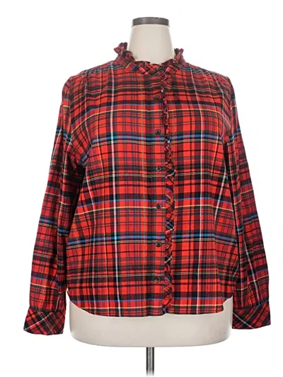 Pre-owned On 34th Long Sleeve Blouse In Red