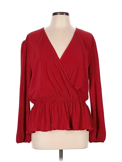 Pre-owned On 34th Long Sleeve Blouse In Red