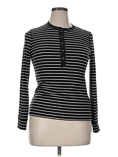 Pre-owned On 34th Long Sleeve Henley Shirt In Black
