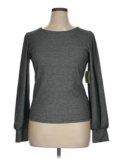 Pre-owned On 34th Long Sleeve Top Gray Keyhole Neckline Tops
