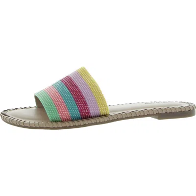 On 34th Mavise Beaded Flat Womens Beaded Striped Slide Sandals In Multi