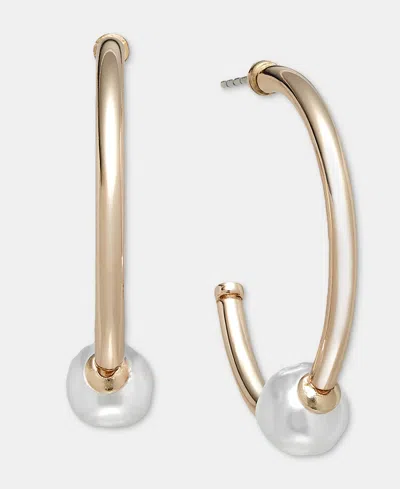 On 34th Medium Imitation Pearl C-hoop Earrings, 1.34", Macy's Exclusive In White