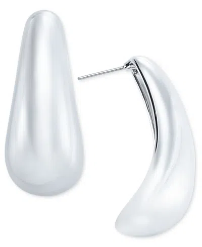 On 34th Medium Tapered Statement J-hoop Earrings, Created For Macy's In Silver