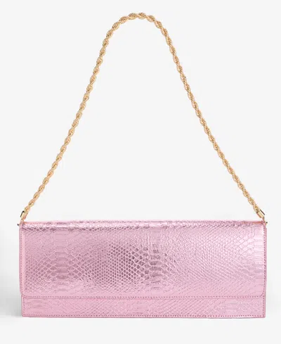On 34th Metallic Snake-print East-west Clutch Bag, Macy's Exclusive- Molly Rogers Capsule Collection In Pink