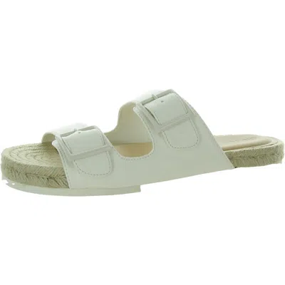 On 34th Milaa Womens Buckle Faux Leather Slide Sandals In Green