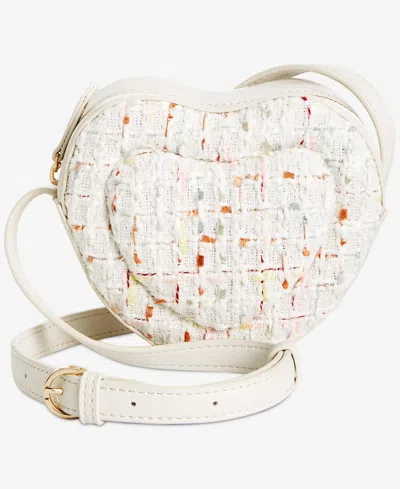 On 34th Mini Jasmii Tweed Heart Crossbody, Created For Macy's In White Twee