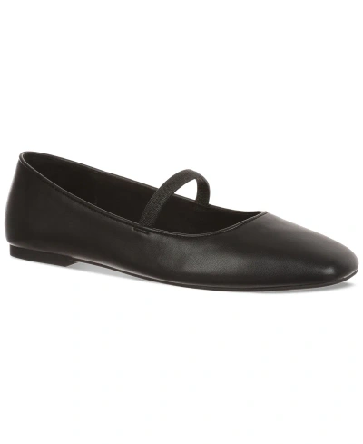 On 34th Nessa Square-toe Mary Jane Flats, Created For Macy's In Black Smooth
