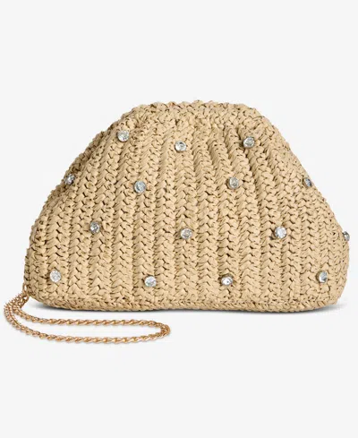 On 34th Om 34th Crochet Small Woven Clutch Crossbody With Rhinestones, Exclusively At Macy's In Nude